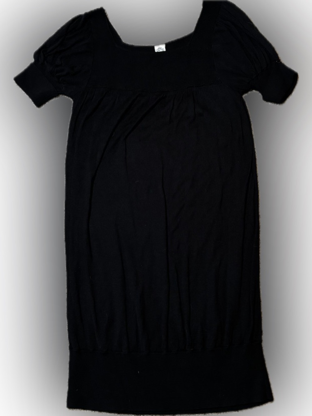 E74 Signature by Sangria Black Ribbed Short Sleeve Dress, Size M